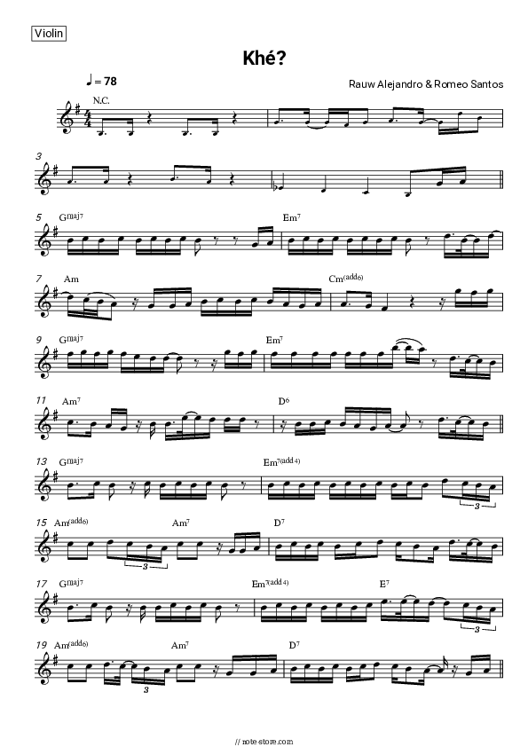 Khé? - Rauw Alejandro, Romeo Santos Violin Sheet Music - Violin