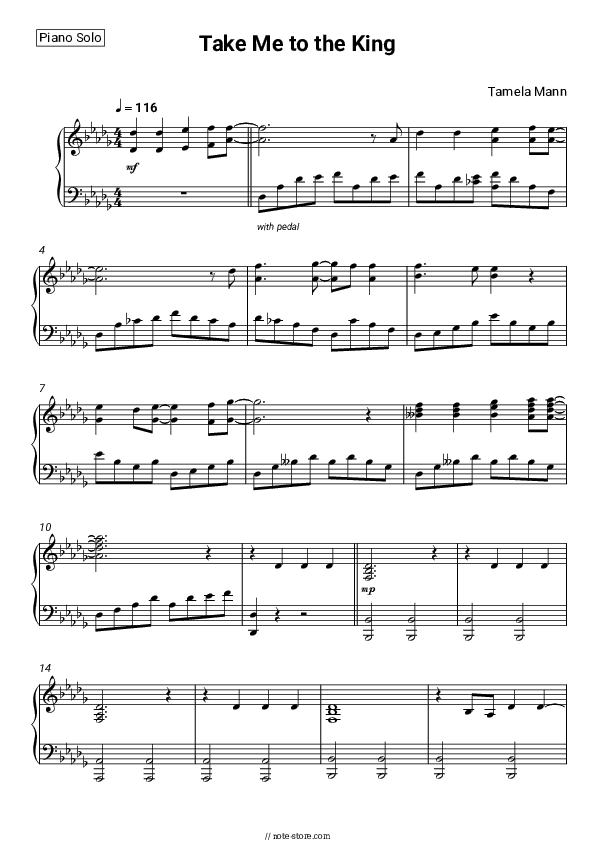 Take Me to the King - Tamela Mann Piano Sheet Music - Piano.Solo