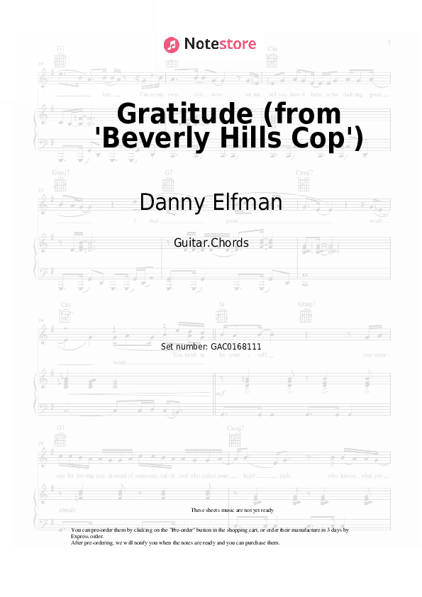 Gratitude (from 'Beverly Hills Cop') - Danny Elfman Chords - Guitar.Chords