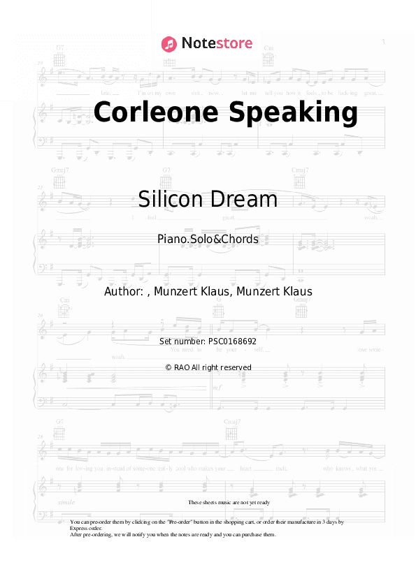 Corleone Speaking - Silicon Dream Piano Sheet Music and Chords - Piano.Solo&Chords