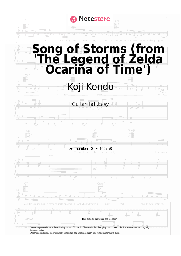Song of Storms (from 'The Legend of Zelda Ocarina of Time') - Koji Kondo Tabs Easy - Guitar.Tab.Easy