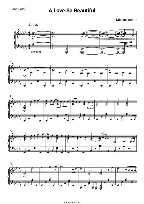 A Love So Beautiful - Michael Bolton Piano Sheet Music - Piano.Solo