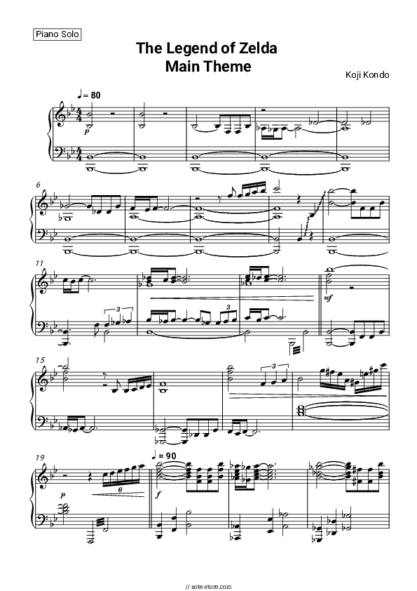 The Legend of Zelda Main Theme - Koji Kondo Piano Sheet Music - Piano.Solo