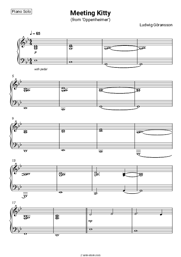 Meeting Kitty (from 'Oppenheimer') - Ludwig Göransson Piano Sheet Music - Piano.Solo