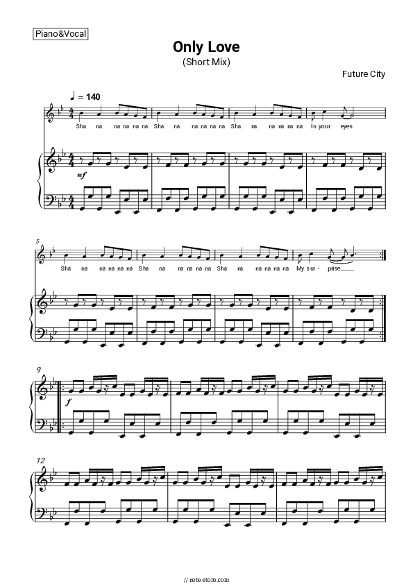 Only Love (Short Mix) - Future City Piano Sheet Music with the Voice part - Piano&Vocal