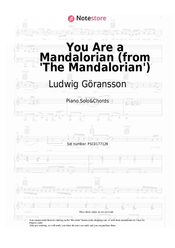 You Are a Mandalorian (from 'The Mandalorian') - Ludwig Göransson Piano Sheet Music and Chords - Piano.Solo&Chords