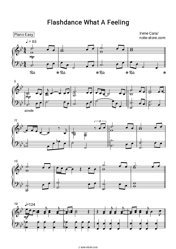 Flashdance What A Feeling - Irene Cara Piano Sheet Music Easy - Piano.Easy