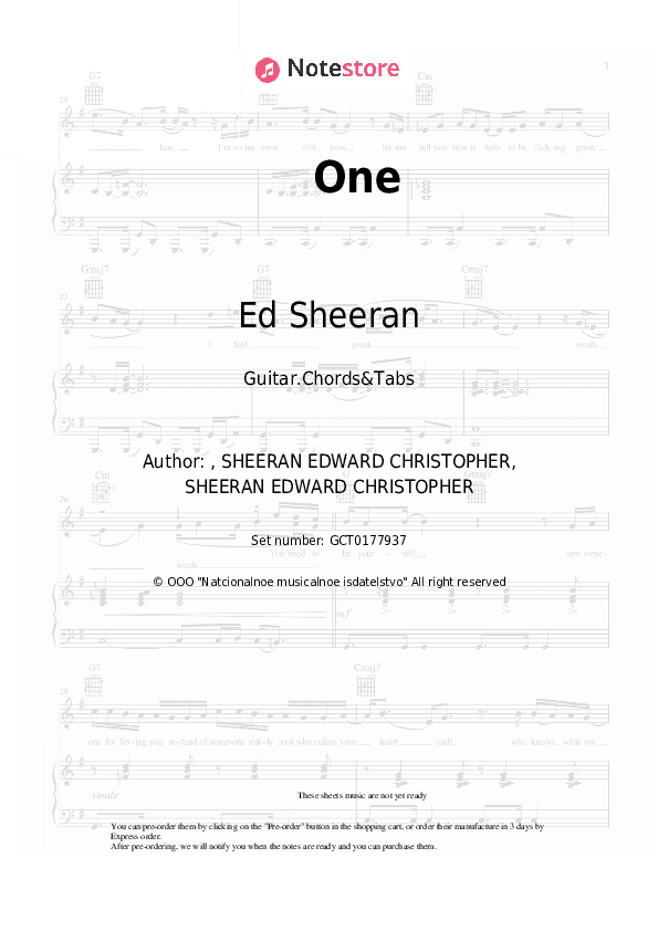 One - Ed Sheeran Chords and Tabs - Guitar.Chords&Tabs