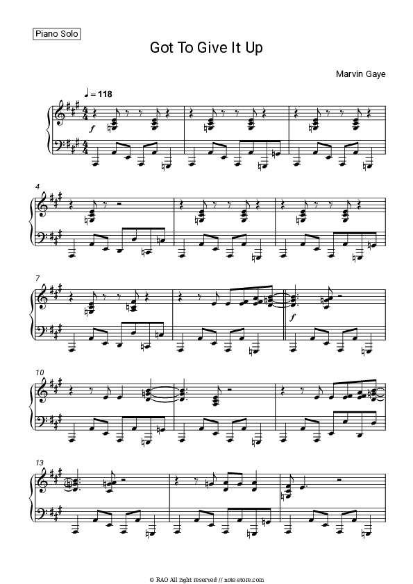 Got To Give It Up - Marvin Gaye Piano Sheet Music - Piano.Solo