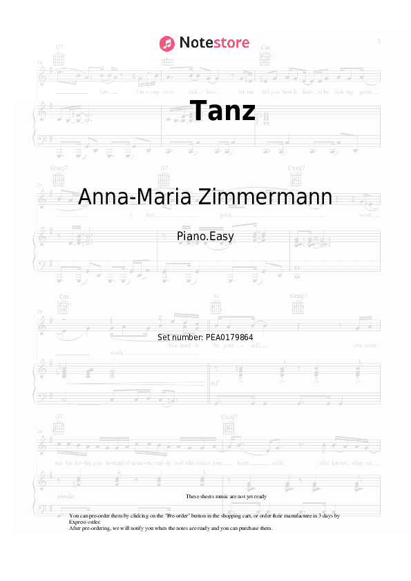 Tanz - Anna-Maria Zimmermann Piano Sheet Music Easy - Piano.Easy