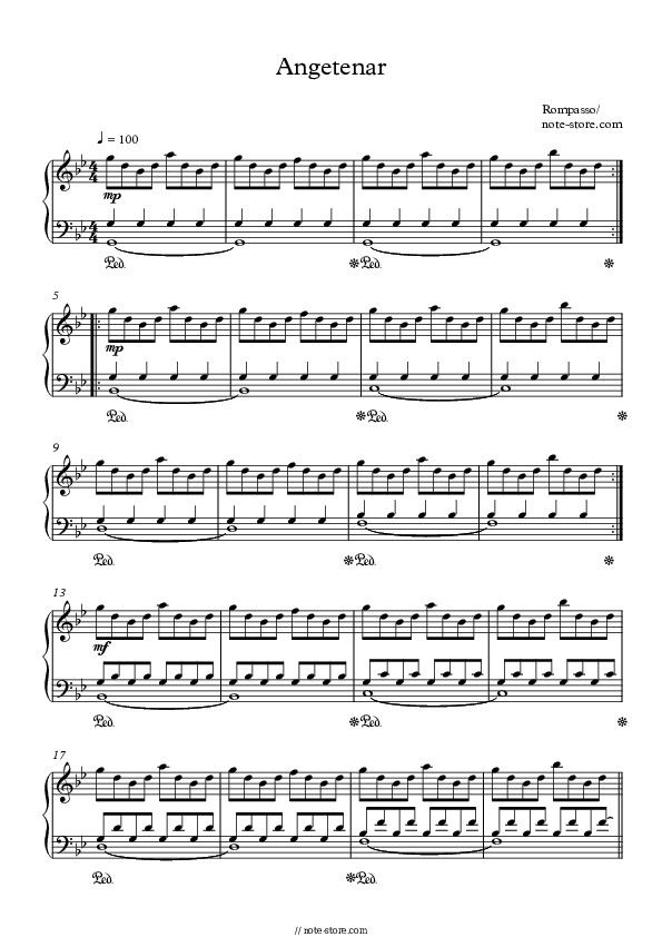 Angetenar - Rompasso Piano Sheet Music Easy - Piano.Easy