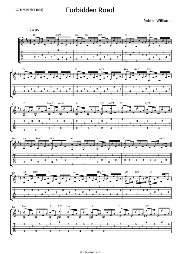 Forbidden Road - Robbie Williams Chords and Tabs - Guitar.Chords&Tabs