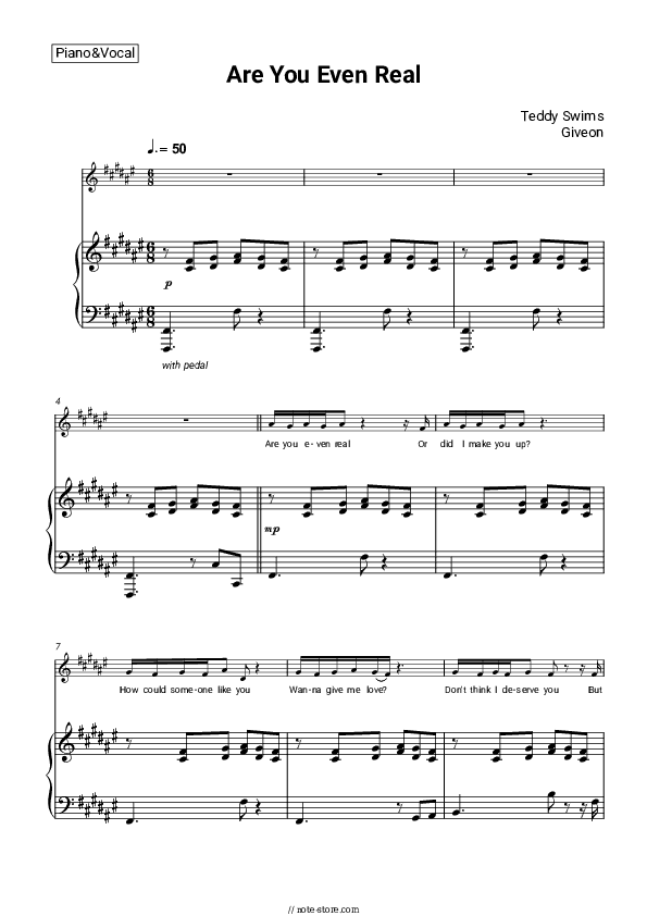 Are You Even Real - Teddy Swims, Giveon Piano Sheet Music with the Voice part - Piano&Vocal