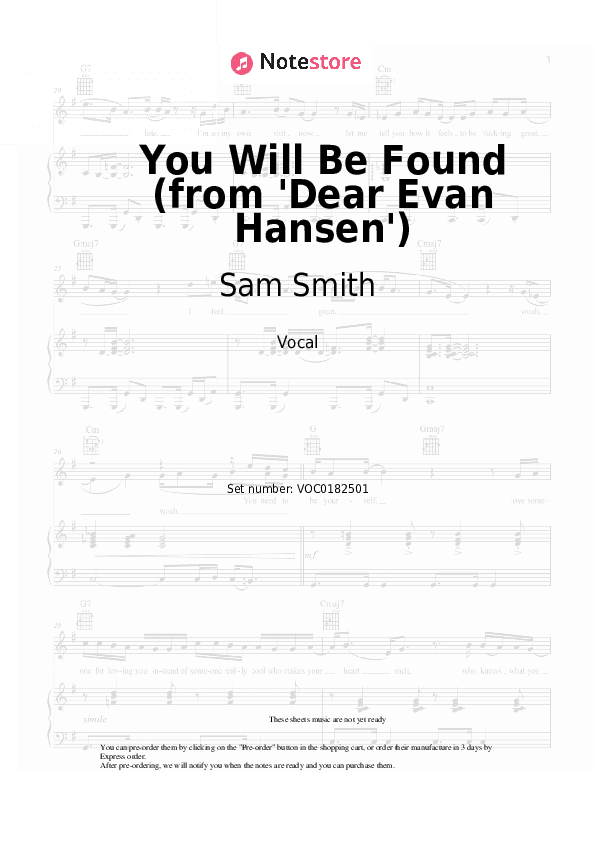 You Will Be Found (from 'Dear Evan Hansen') - Sam Smith, Summer Walker Vocal Sheet Music - Vocal