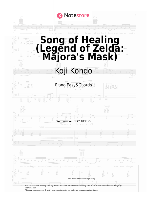 Song of Healing (Legend of Zelda: Majora's Mask) - Koji Kondo Sheet Music Easy and Chords - Piano.Easy&Chords