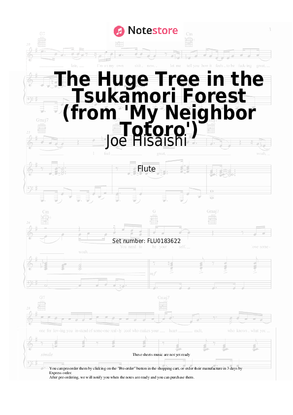The Huge Tree in the Tsukamori Forest (from 'My Neighbor Totoro') - Joe Hisaishi Flute Sheet Music - Flute