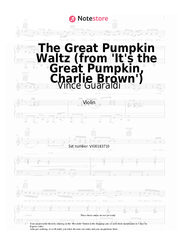The Great Pumpkin Waltz (from 'It's the Great Pumpkin, Charlie Brown') - Vince Guaraldi Violin Sheet Music - Violin