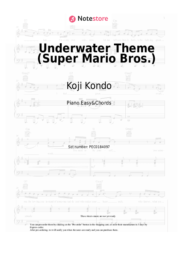 Underwater Theme (Super Mario Bros.) - Koji Kondo Sheet Music Easy and Chords - Piano.Easy&Chords