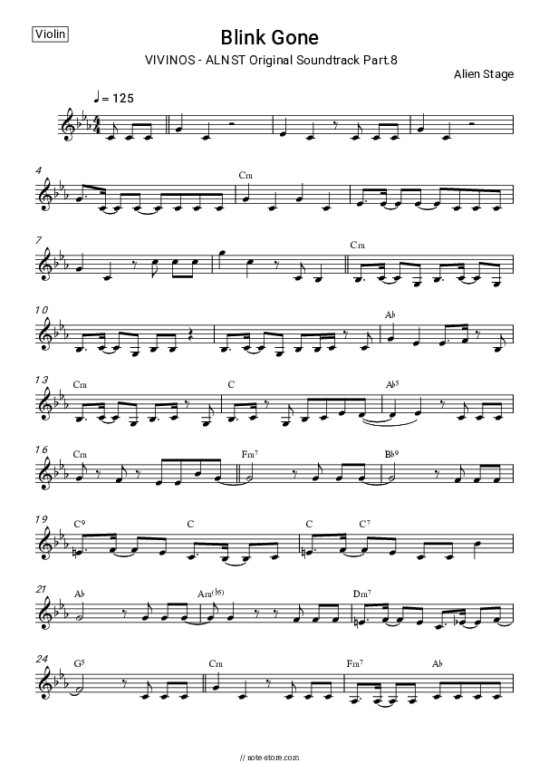 Blink Gone (VIVINOS - ALNST Original Soundtrack Part.8) - Alien Stage Violin Sheet Music - Violin