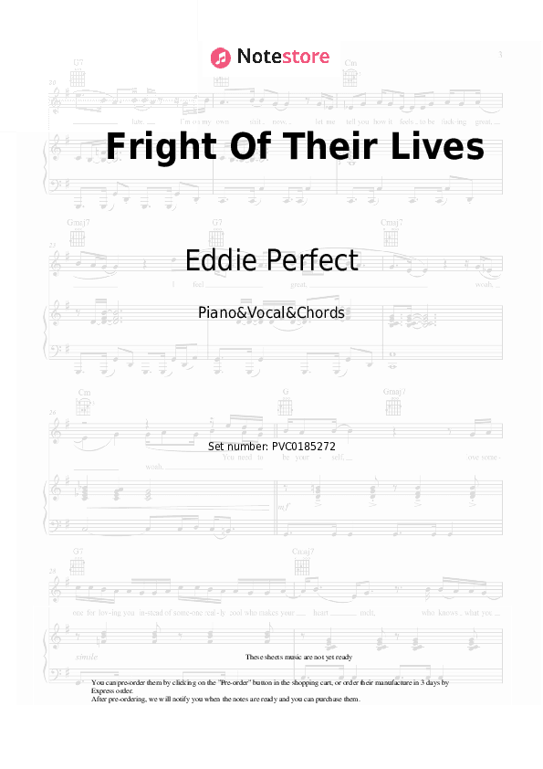Fright Of Their Lives (from the musical 'Beetlejuice') - Eddie Perfect Piano Sheet Music with the Vocal and Chords - Piano&Vocal&Chords