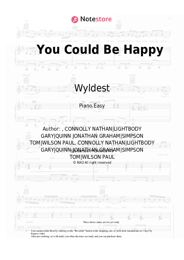 You Could Be Happy - Wyldest Piano Sheet Music Easy - Piano.Easy