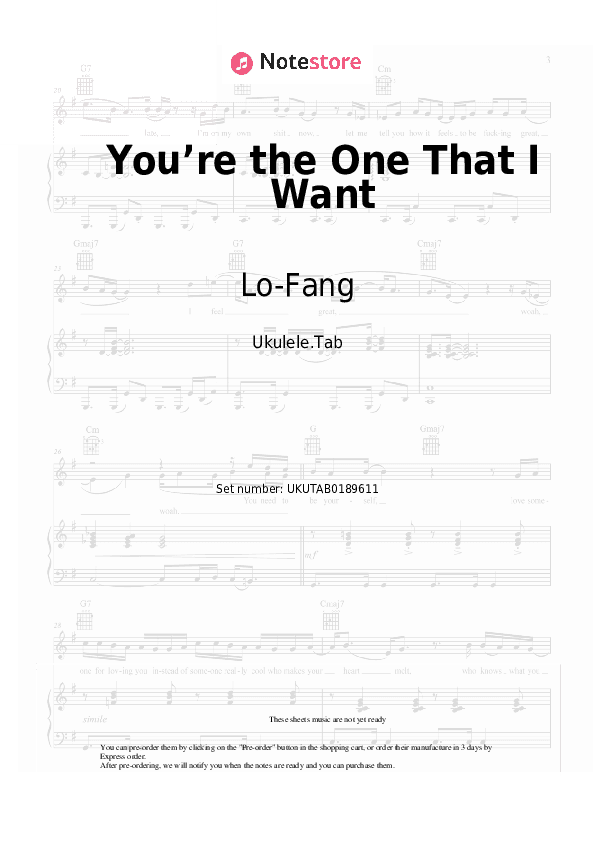 You’re the One That I Want - Lo-Fang Sheet Music - Ukulele.Tab
