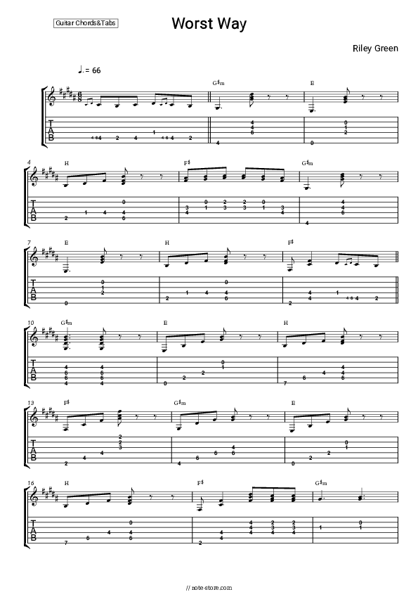 Worst Way - Riley Green Chords - Guitar.Chords