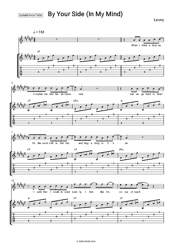 By Your Side (In My Mind) - Leony Chords and Voice - Guitar&Vocal.Tab