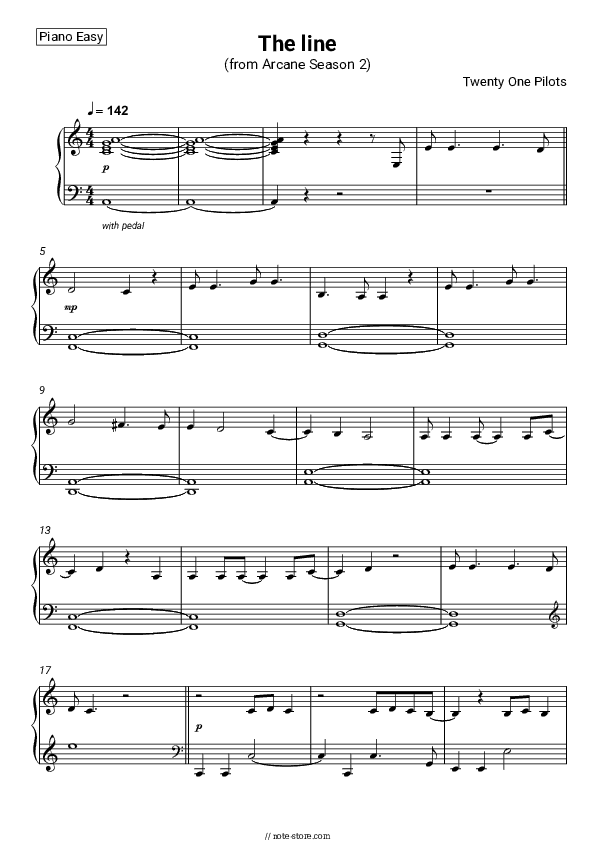 The line (from Arcane Season 2) - Twenty One Pilots Piano Sheet Music Easy - Piano.Easy