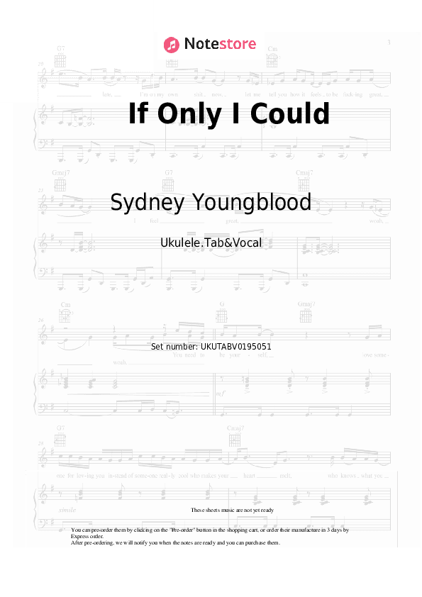 If Only I Could - Sydney Youngblood Sheet Music - Ukulele.Tab&Vocal