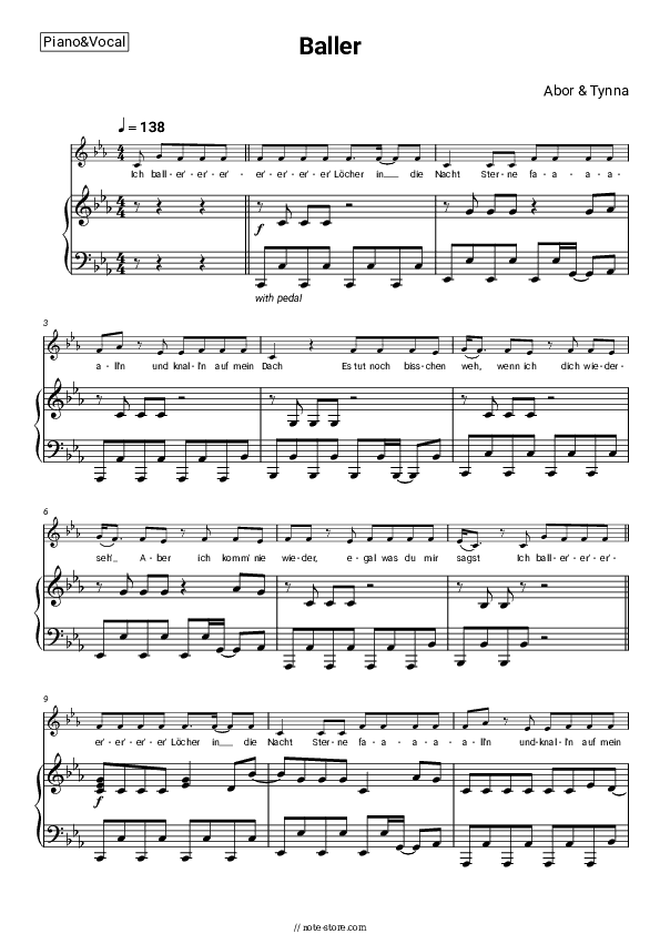 Baller - Abor & Tynna Piano Sheet Music with the Voice part - Piano&Vocal