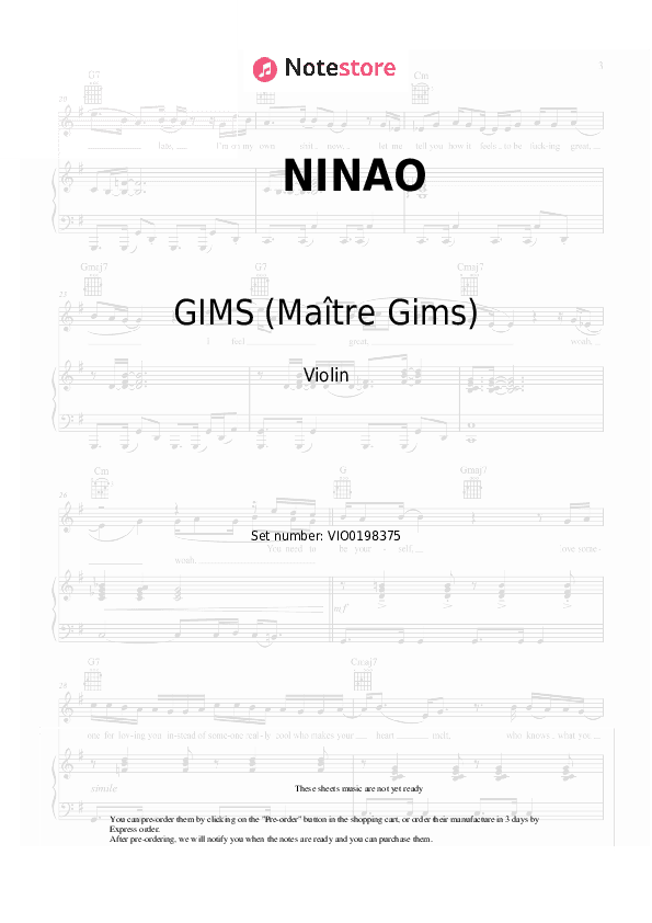 NINAO - GIMS (Maître Gims) Violin Sheet Music - Violin