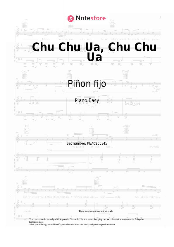 Chu Chu Ua, Chu Chu Ua - Piñon Fijo Piano Sheet Music Easy - Piano.Easy