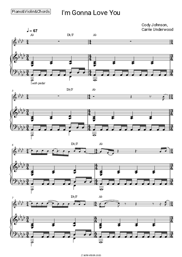 I'm Gonna Love You - Cody Johnson, Carrie Underwood Piano Sheet Music and Violin - Piano&Violin