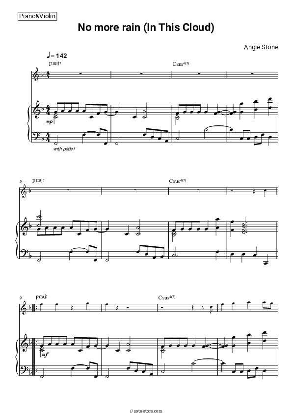 No More Rain (In This Cloud) - Angie Stone Piano Sheet Music and Violin - Piano&Violin