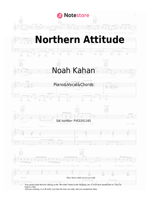 Northern Attitude - Noah Kahan, Hozier Piano Sheet Music with the Vocal and Chords - Piano&Vocal&Chords