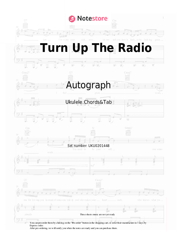 Turn Up The Radio - Autograph Ukulele Sheet Music - Ukulele.Chords&Tab