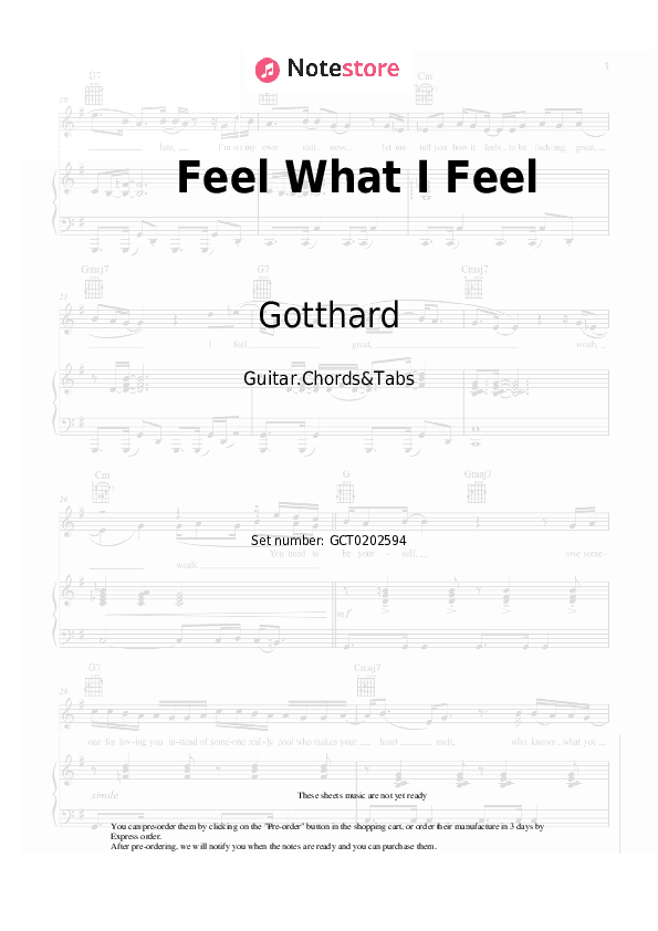 Feel What I Feel - Gotthard Chords and Tabs - Guitar.Chords&Tabs