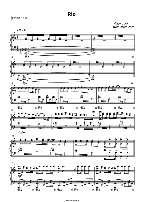 Rio - Maywood Piano Sheet Music - Piano.Solo