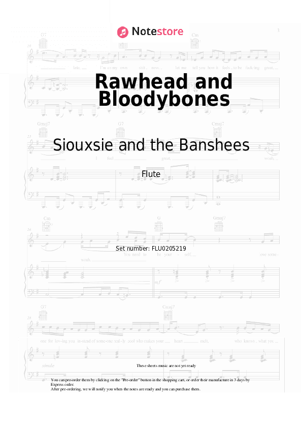 Rawhead and Bloodybones - Siouxsie and the Banshees Flute Sheet Music - Flute