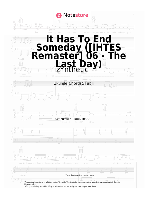 It Has To End Someday ([IHTES Remaster] 06 - The Last Day) - zYnthetic Ukulele Sheet Music - Ukulele.Chords&Tab