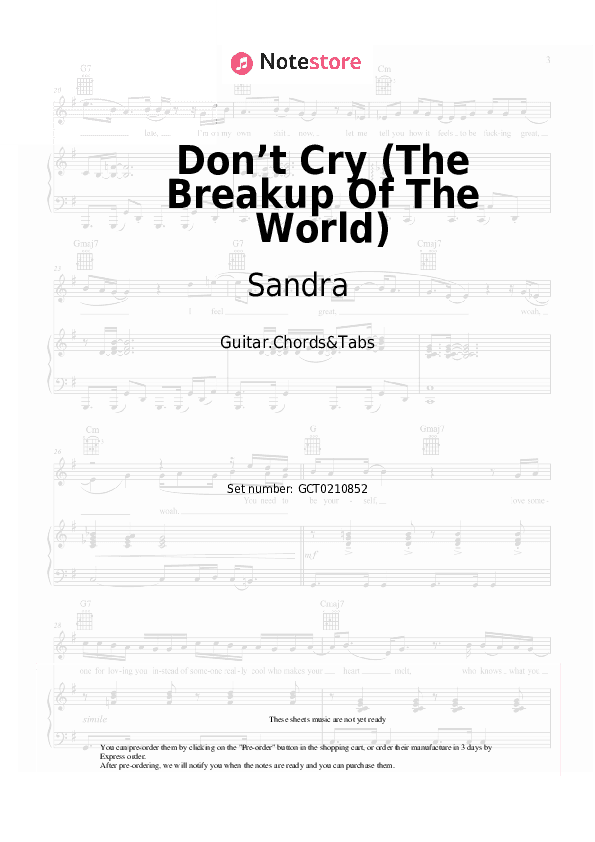 Don’t Cry (The Breakup Of The World) - Sandra Chords and Tabs - Guitar.Chords&Tabs