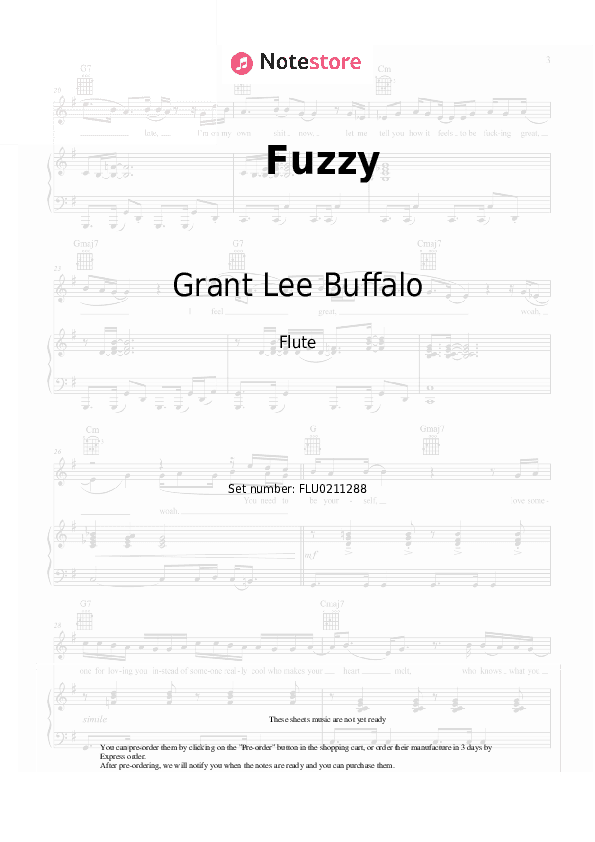 Fuzzy - Grant Lee Buffalo Flute Sheet Music - Flute