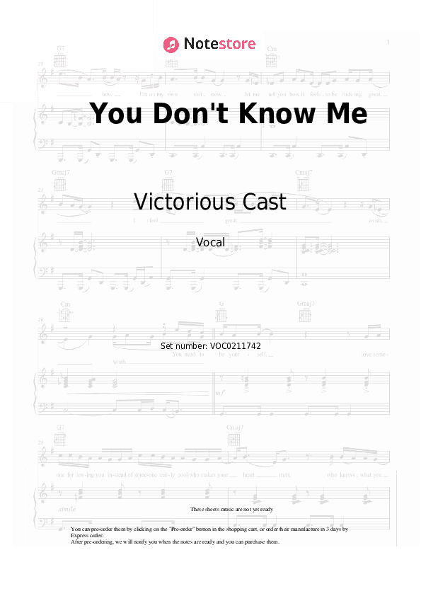 You Don't Know Me - Victorious Cast, Elizabeth Gillies Vocal Sheet Music - Vocal
