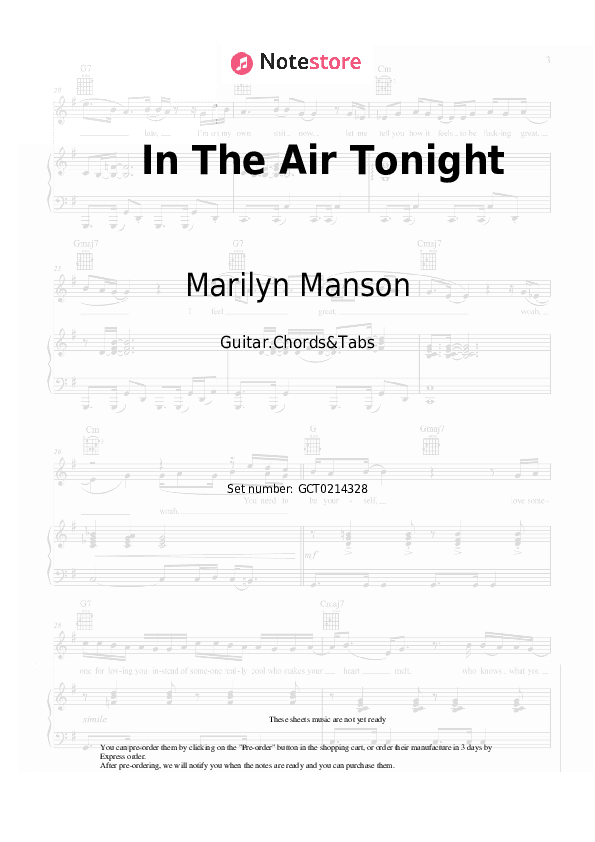 In The Air Tonight - Marilyn Manson Chords and Tabs - Guitar.Chords&Tabs