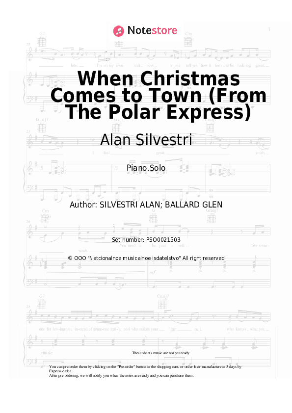 When Christmas Comes to Town (From The Polar Express) - Alan Silvestri Piano Sheet Music - Piano.Solo