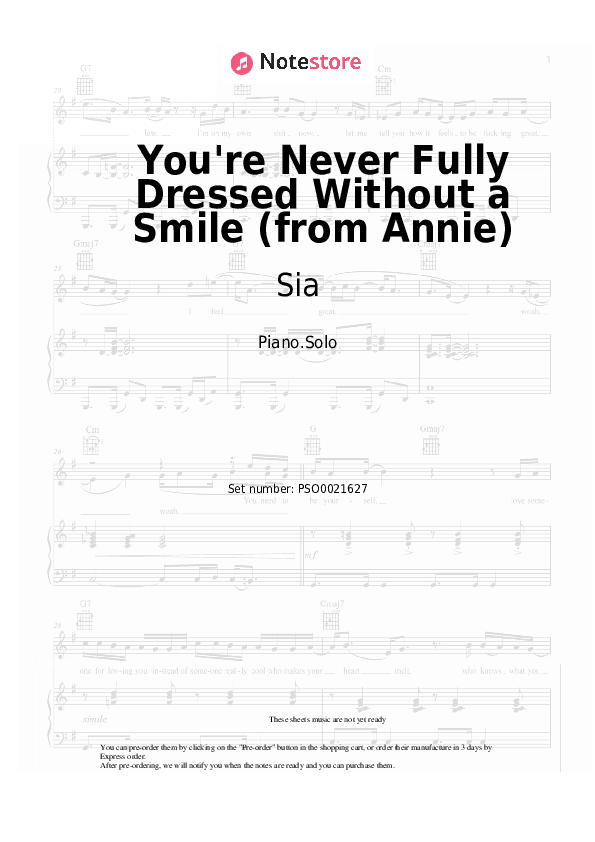 You're Never Fully Dressed Without a Smile (from Annie) - Sia Piano Sheet Music - Piano.Solo
