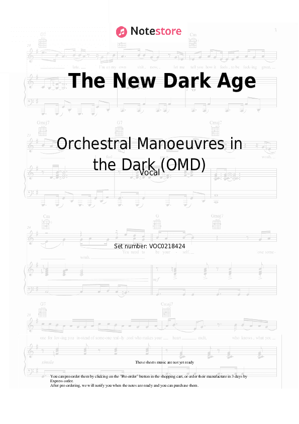The New Dark Age - Orchestral Manoeuvres in the Dark (OMD) Vocal Sheet Music - Vocal