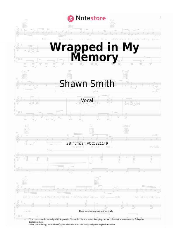 Wrapped in My Memory - Shawn Smith Vocal Sheet Music - Vocal
