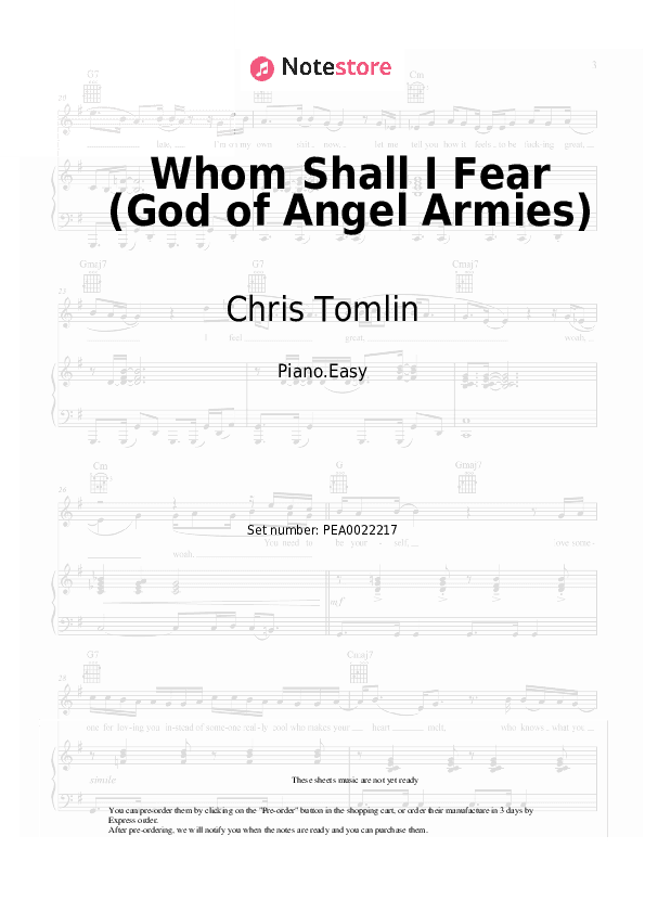 Whom Shall I Fear (God of Angel Armies) - Chris Tomlin Piano Sheet Music Easy - Piano.Easy